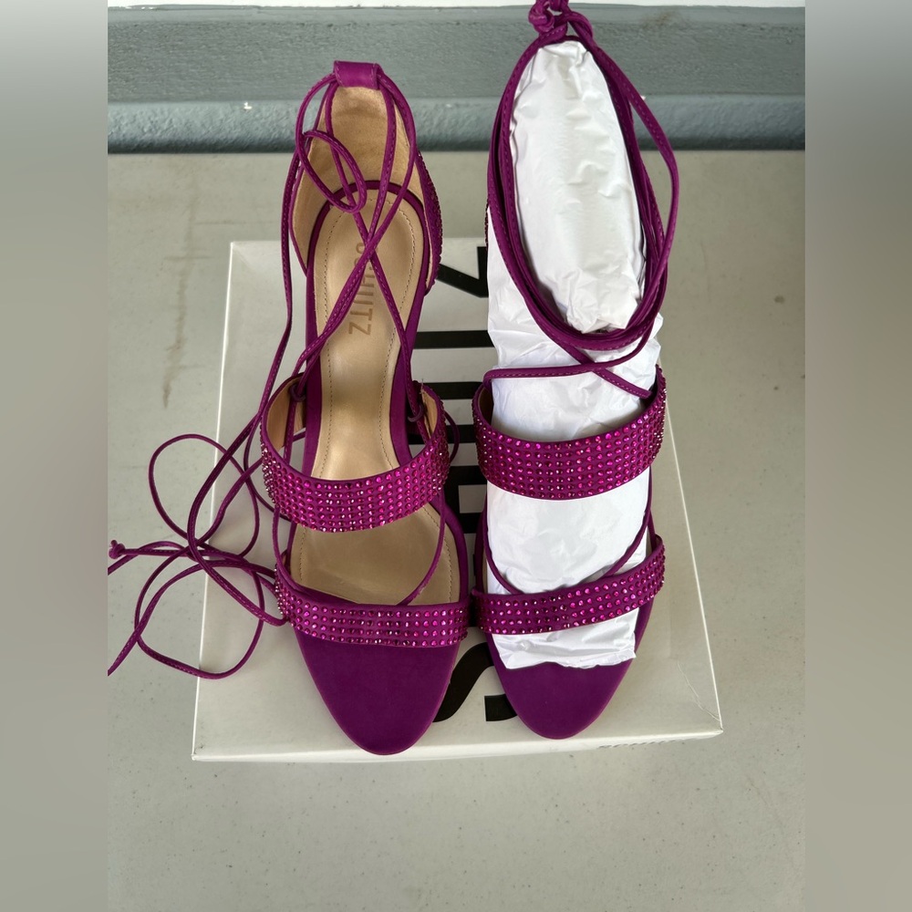 Shultz Rhinestone Wrap Around Heels New With Box Size 11